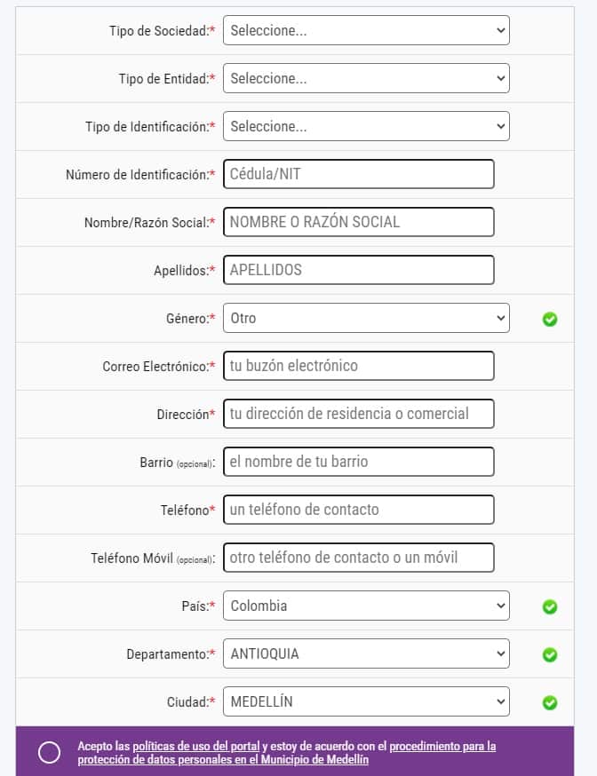 formulario de registro movilidad en línea medellín