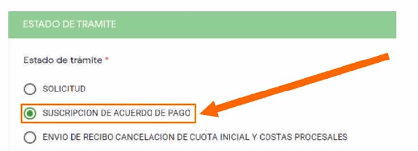 subscripción acuerdo de pago