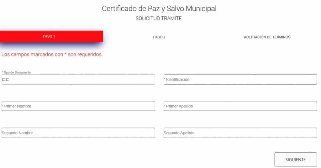 formulario certificado paz y salvo arauca