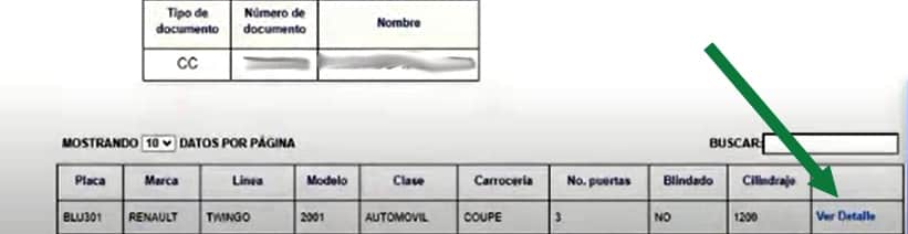 detalles del impuesto de vehículos